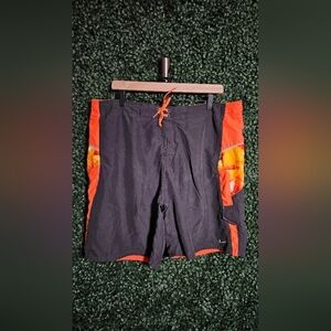 Nike Black and Orange Swim Shorts